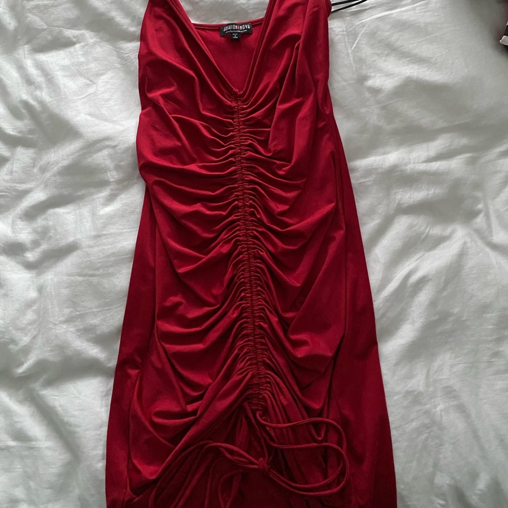 FASHION NOVA RUCHED RED MINI DRESS😍